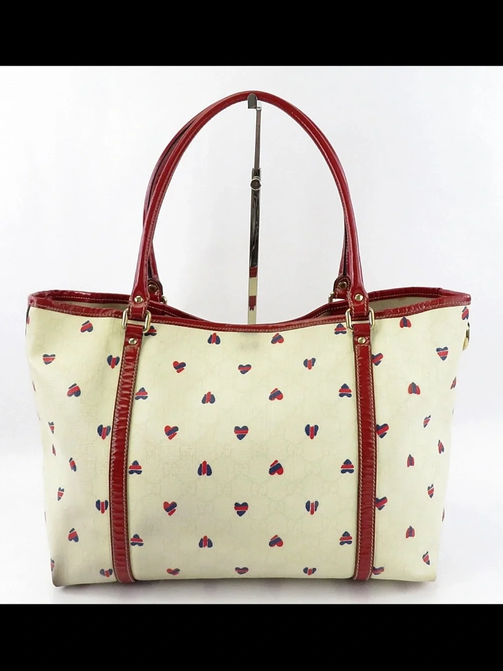 Gucci Cream Tote with Red Heart Motif